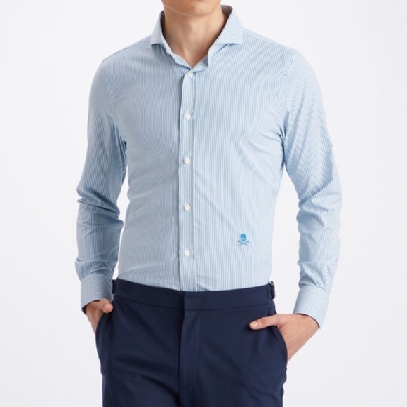 G/Fore Striped Button Down Slim Fit Shirt Men’s Medium Blue & White New NWT - Picture 1 of 10